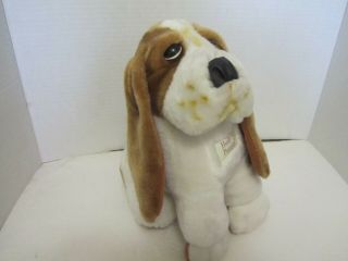 Hush Puppies Plush Dog Basset Hound Sitting Up Stuffed Animal Brown White 10 " H
