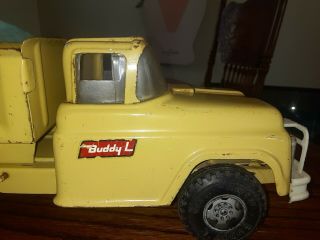 Vintage Buddy L Pressed Steel Tandem Axle Dump Truck Light Yellow 1950 - 60 ' s 2