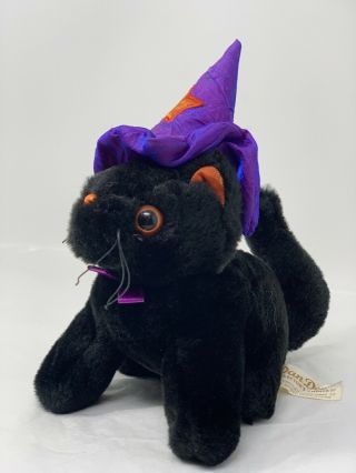 Dan Dee Plush Halloween Black Cat in Purple Hat 6 