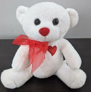 Dan Dee Collectors Choice White Plush Teddy Bear With Glitter Red 7 " Valentine