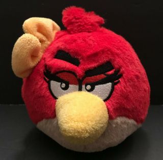 Angry Birds 5” Red Girl Bird With Yellow Bow Plush Rovio No Sound