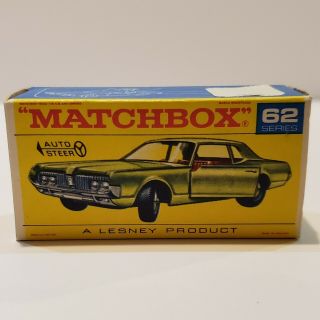 Matchbox Lesney Fred Bronner 62 Mercury Cougar Vintage Box Nm,