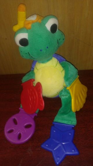Baby Einstein Neptune Turtle Tug Play Pull Teether Blue Red Purple Plush 9 " Toy