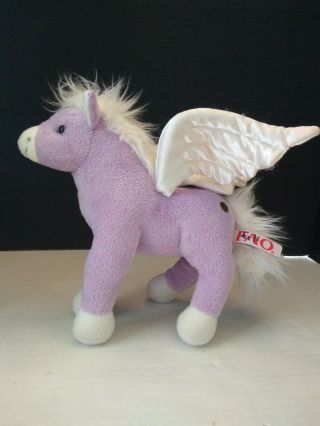 Fao Schwarz Purple Pegasus Winged Horse Stuffed Plush 9 "