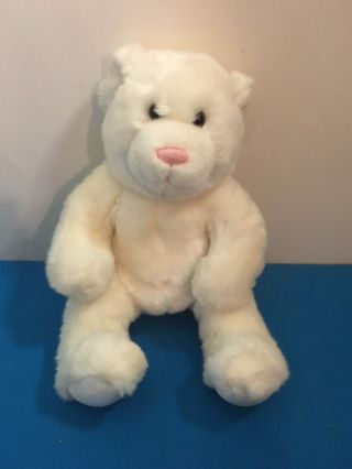 Build A Bear 14 " Teddy Bear White Pink Plush Fluffy Stuffed Toy