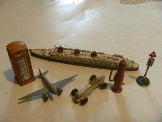 Vintage Dinky Toys Pre War Telephone Box Aircraft Ship Racing Car