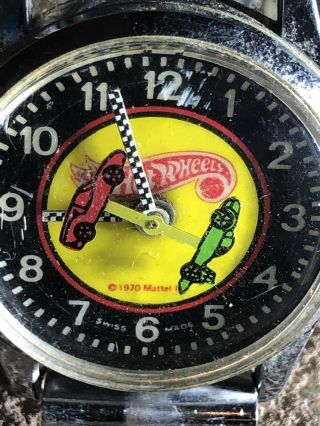 Vintage 1970 Mattel Hot Wheels Watch Swiss,  Retro Car Lovers Timepiece Hotwheels 2