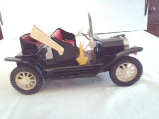 FORD 1917 MODEL - T CONVERTIBLE BLACK TIN FRICTION TOY CAR JAPAN VINTAGE 2