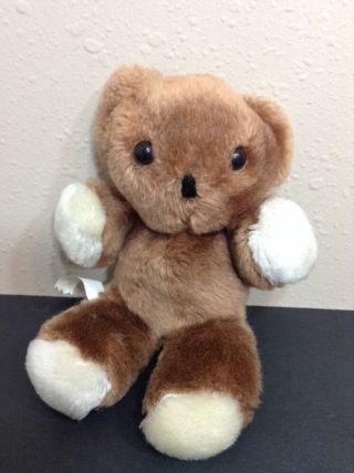 Vintage Eden Brown And Cream 7 " Teddy Bear Rattle Baby Plush Stuffed Toy