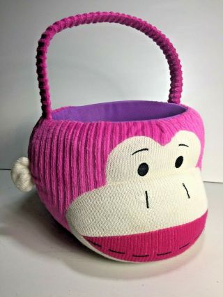 Dan Dee Large Sock Monkey Pink Easter Basket Plush