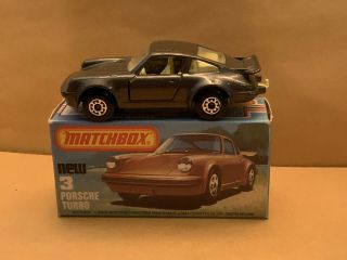 Vintage Matchbox Superfast No.  3 Porsche 911 Turbo Brown Body