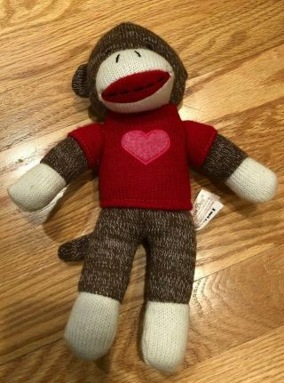 Dan Dee Sock Monkey Stuffed Animal Plush Red Shirt Heart Valentines Singing