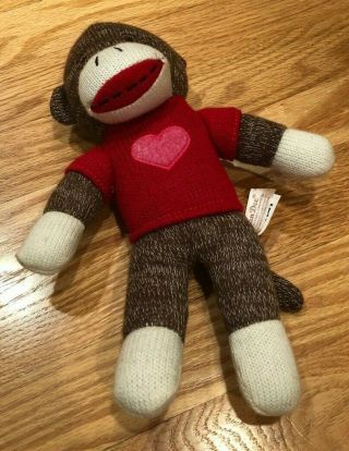Dan Dee Sock Monkey Stuffed Animal Plush Red Shirt Heart Valentines Singing 3
