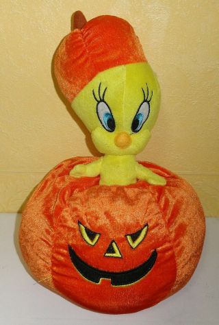 Tweety Halloween Pumpkin Warner Bros Looney Tunes Plush Stuffed Toy 12 " Nen Rare