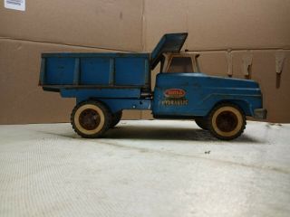 Vintage TONKA Pressed Steel Blue Hydraulic Dump Truck c - 1960 ' s 3