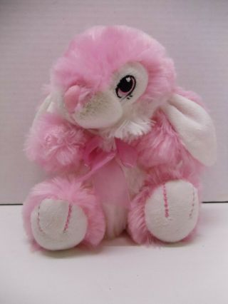 Dan Dee Pink White Shaggy Easter Bunny Rabbit Soft Ear Plush Stuffed Animal Toy