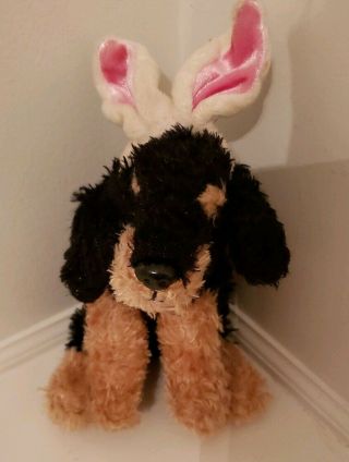 Vintage 10” Dan Dee Dog With Easter Bunny Ears Plush Stuffed Animal