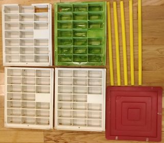 Matchbox Lesney Revolving Display Case Parts; 4 Panel Container,  Top & 5 Corners
