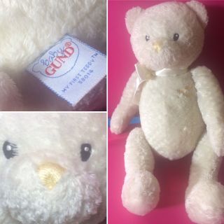 Gund My First Teddy Bear Light Cream Baby Soft Comforter Lovey 14 " Sewn Eyes
