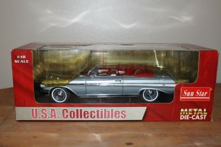 1961 Chevy Impala 1:18 Die Cast Sun Star Open Convertible.  Usa Collectibles.