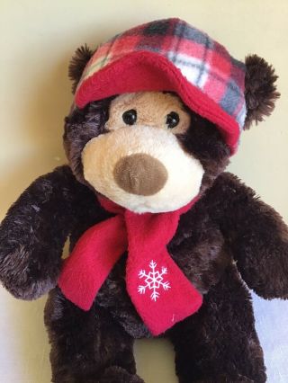 Hugfun International Winter Scarf Brown Teddy Bear Plush Stuffed Animal Toy 16 