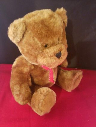 Pro Flowers Soft Plush Cute Brown Teddy Bear With Red Bow 9.  5 " Item Be1653