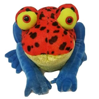 Plush Frog Stuffed Animal Orang Lime Green Blue Big Eyes 16 "