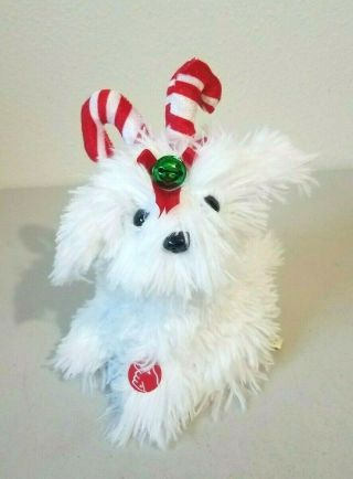 Dan Dee Christmas Musical " Jingle Bells " White Puppy Dog Plush Dances/spins 8 "