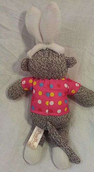 Sock Monkey Pink Polka Dot Dan Dee Bunny Ears Plush Stuffed Soft Toy Girl Ape 3