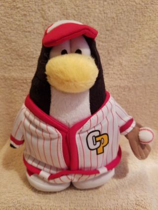 Disney Club Penguin Plush Red Baseball Player W/ Hang Tag Stands Alone 3
