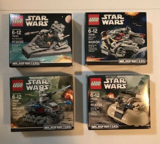 Lego Star Wars Microfighters Set Of 4 - Millennium Falcon,  Star Destroyer,  Aat,