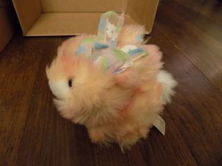 Fuzzy Plush Easter Dan Dee Pink Peach Bunny Rabbit Pastel Colorful Bow Adorable