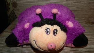 Pillow Pet Pee Wee Purple Ladybug Plush Toy 12 " Wide Foldable Kids Plush
