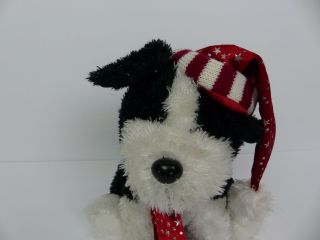 Christmas Holiday Puppy Dog Plush w/ Santa Hat & Scarf Plush Stuffed Animal Toy 3