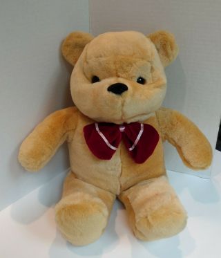 Concepts Sitting Golden Teddy Bear Stuffed Plush Red Bow Tie Gift 11.  5 "