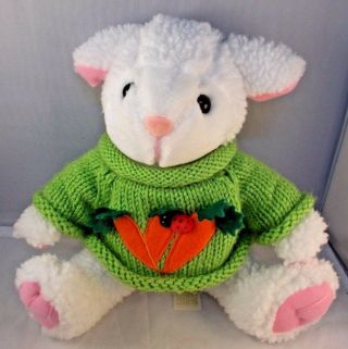 Dan Dee Lamb Sheep Plush Green Carrot Sweater Sits 9 " Stuffed Animal Easter Toy