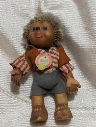 Vintage Steiff Macki Hedgehog Doll Set Germany Chest Tag Rubber Face