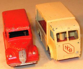 Dinky Toys No 450 Trojan Van " Esso " And No 491 Electric Dairy Van " Ncb " Good