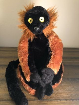 Wild Republic 16 Inches Red Black Lemur Plush Stuffed Animal Realistic Monkey