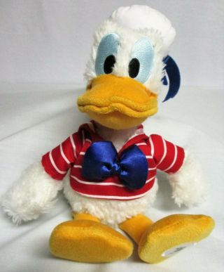 Disney Cruise Line Donald Duck Plush Stuffed Animal 9 " Tall White Hat Euc