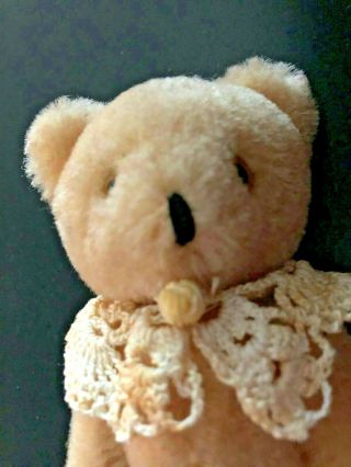 Vintage Antique Small Tiny Mini Miniature Mohair Wool Bear Ivory Button Bead 2
