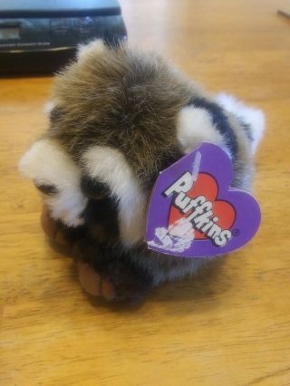Puffkins Plush Stuffed Animal Vintage Swibco Bandit Raccoon