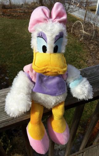 Disney Daisy Duck Plush Stuffed Animal 17 " Pink Bow Sleeves Shoes Blue Arm Band