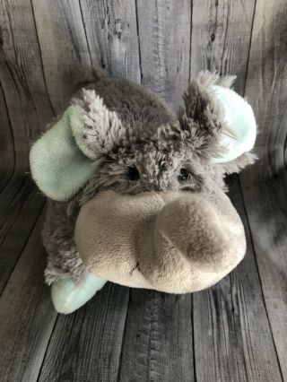 12 " Pillow Pets Pee Wee " Nutty Elephant " Plush Stuffed Animal Gray Blue S14