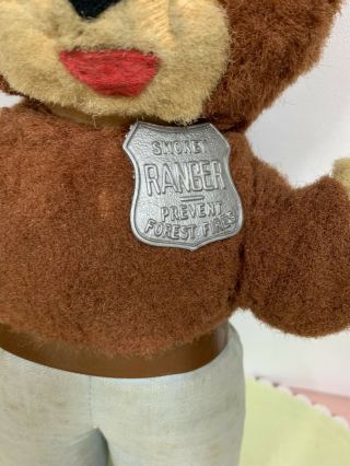 Vintage 12” SMOKEY THE BEAR With Badge,  1960 ' s IDEAL Stuffed Plush Toy 2