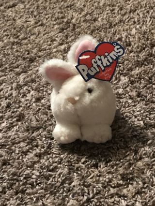 Puffkins Lucky The Bunny Rabbit Plush Key Ring Keychain Swibco Dob: 4 - 23 - 97 Rare
