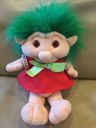 Commonwealth Trolio Trolls Girl Soft Doll 12 " Plush Green Hair Toy - 1992 Rare