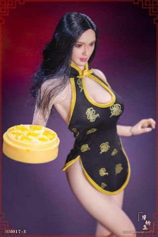 Manmodel 1/6 Black Chinese Waitress Cheongsam Clothes Suit Fit 12 " Action Body