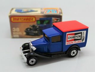 " Matchbox Superfast No38 Ford Model A Champion Van With " Red Roof " Code 3