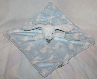 Blue White Bunny Rabbit Lovey Security Blankets & Beyond Baby Toy Plush Cute 14 "